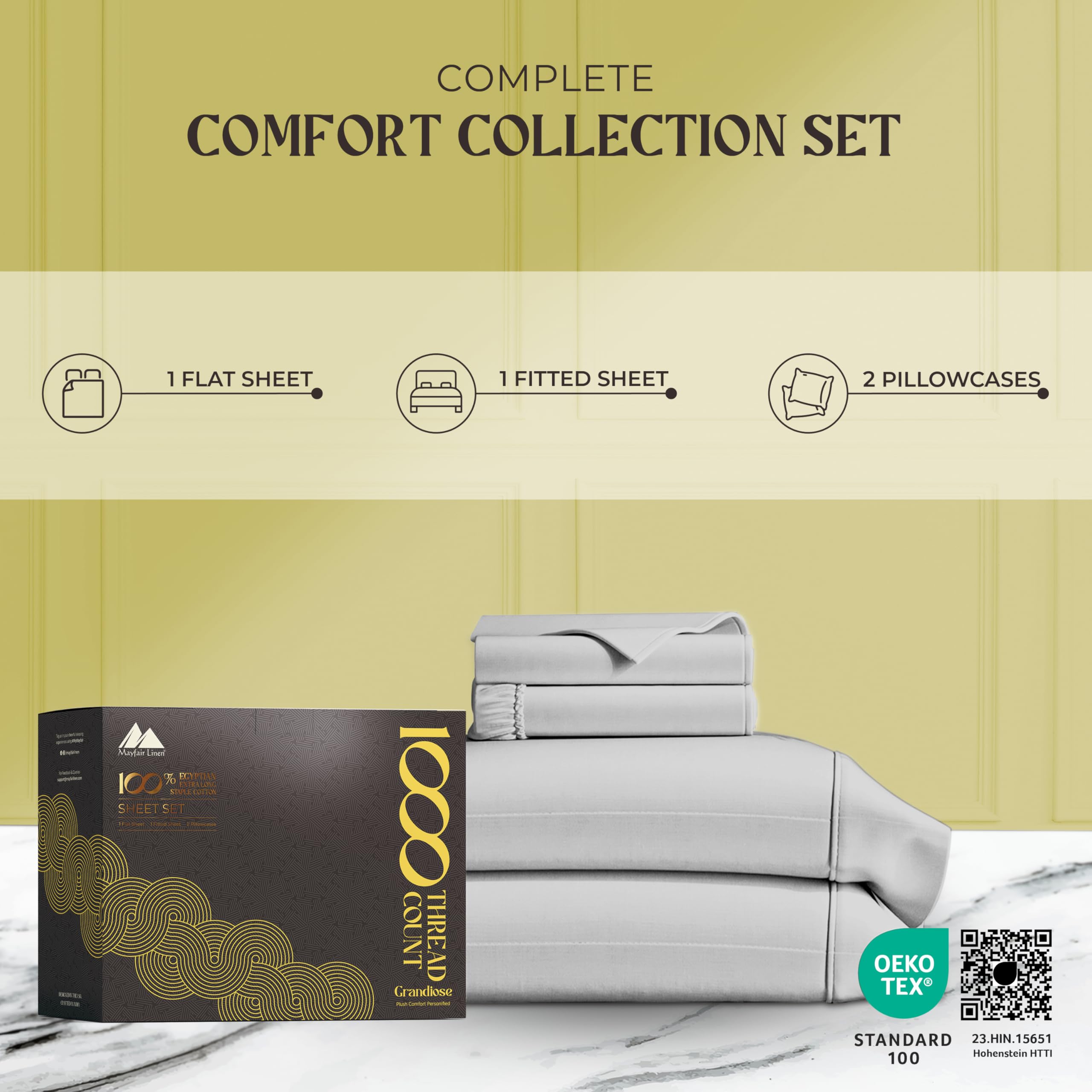 Foto 4 | Juego De Sábanas Mayfair Linen  100% Algodón Egipcio  1000 Hilos  Cal King - Venta Internacional.