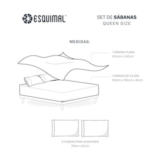 Foto 4 | Juego De Sábana Invernal Esquimal Queen Size Tomas