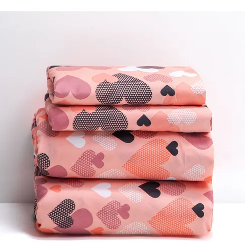 Foto 1 | Juego De Sábanas Matrimoniales Xtellar  Estampado Corazones De Microfibra Suave