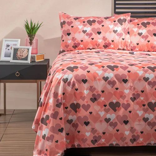 Foto 4 | Juego De Sábanas Matrimoniales Xtellar  Estampado Corazones De Microfibra Suave