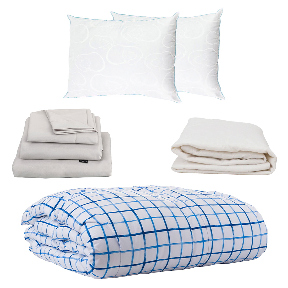 Foto 1 | Edredón Dicasa Palermo Color Azul + Sabanas  Softy Color Azul Queen Size +Protector De Colchon+ 2 Almohadas Oso