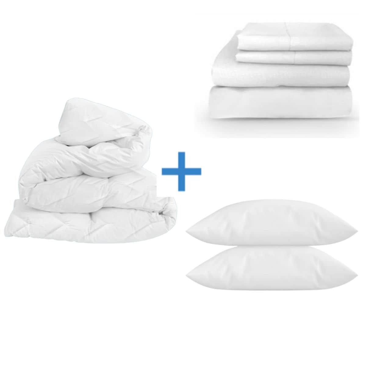 Kit de Cama Cubre Colchón King Size + Juego de Sábanas + 2 Almohadas Blancos Stefano Zanni Home $2,074