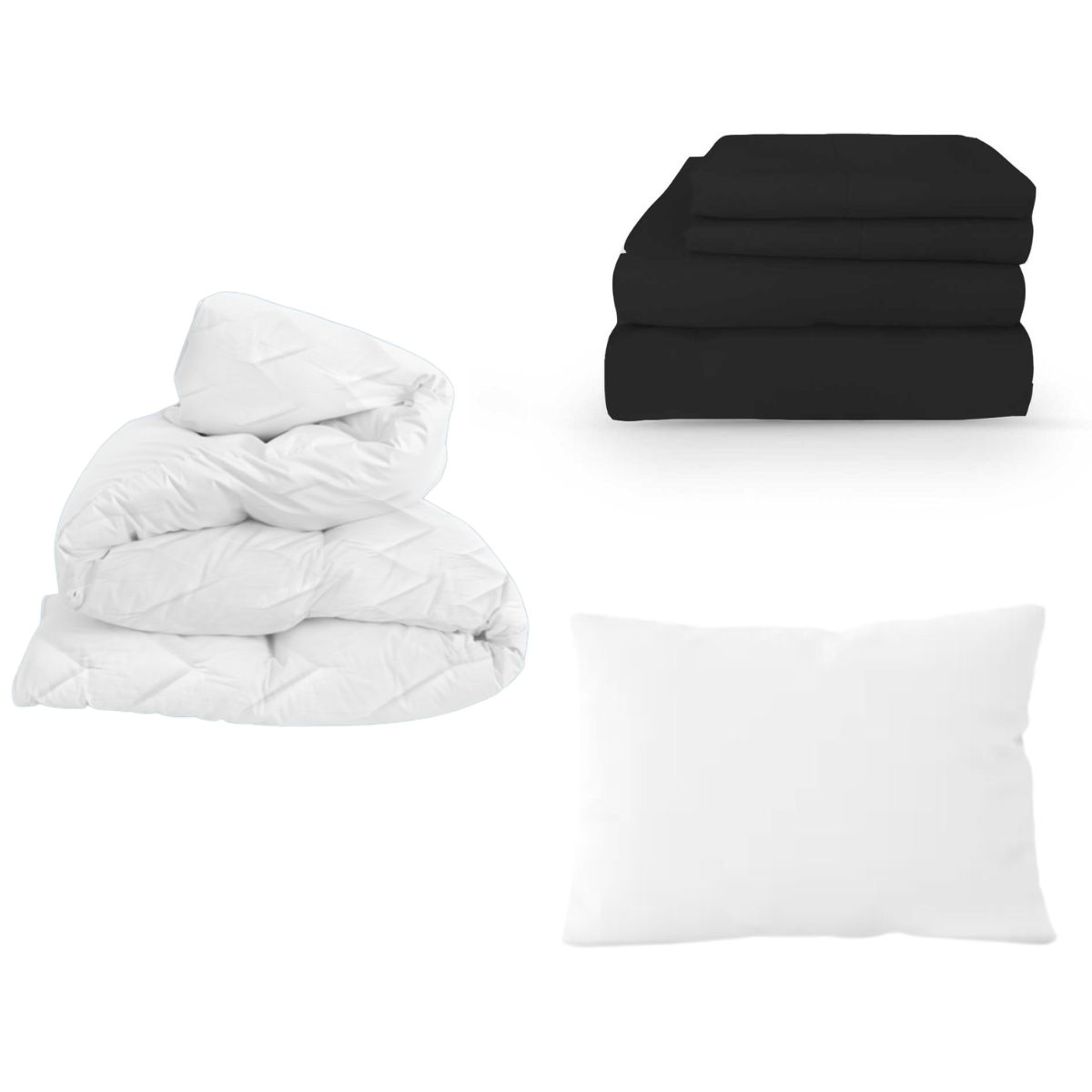 Foto 2 pulgar | Kit de Cama Negro Individual 3x2 con Sábanas Nube y Almohada