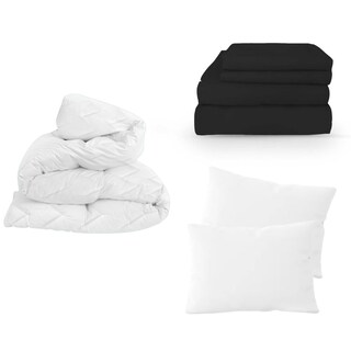 Foto 1 | Kit de Cama 3x2 Negro King Size con Sábanas de Tela Nube y Almohadas Antiácaros