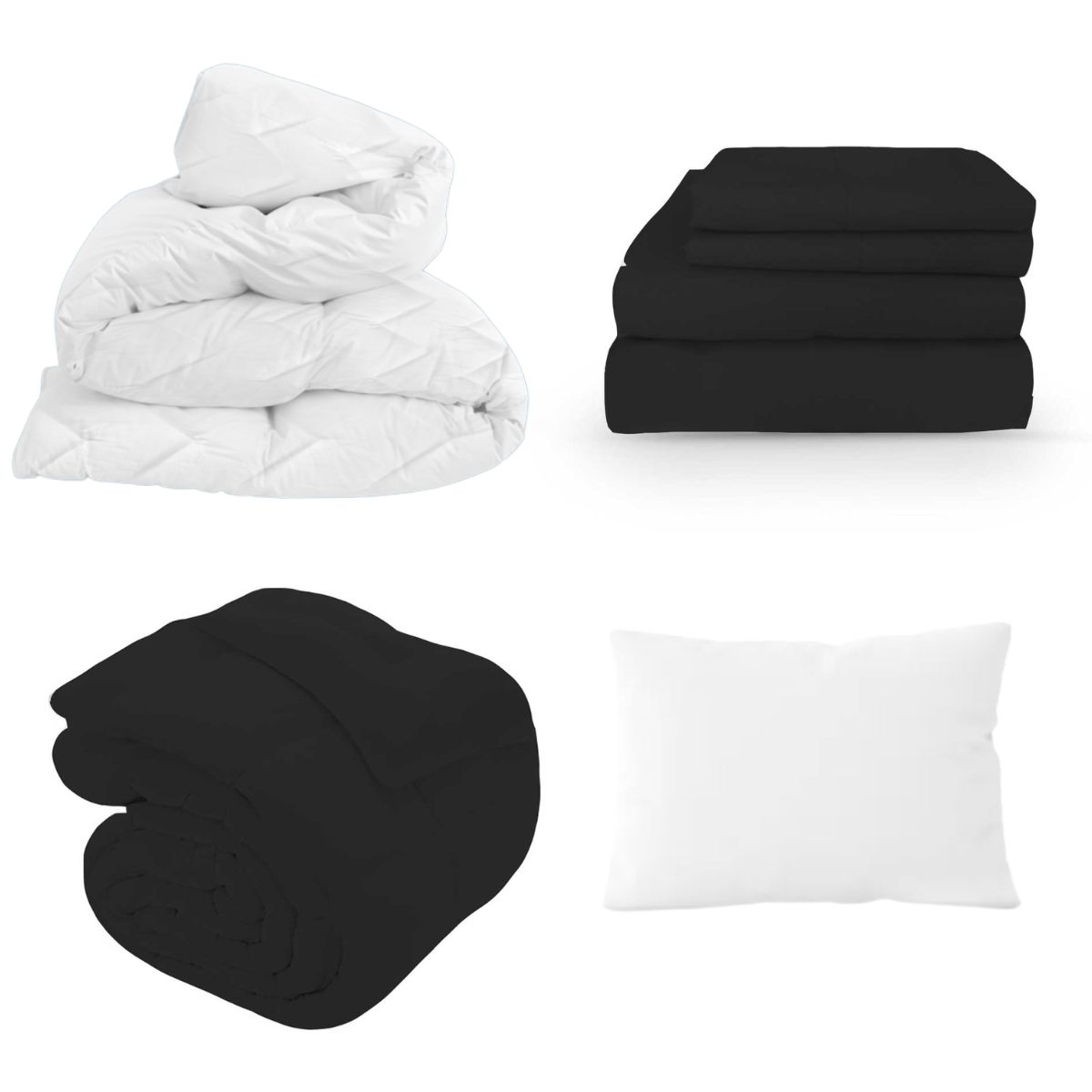 Foto 1 | Kit de Cama Negro Individual con Edredón y Sábanas de Tela Nube