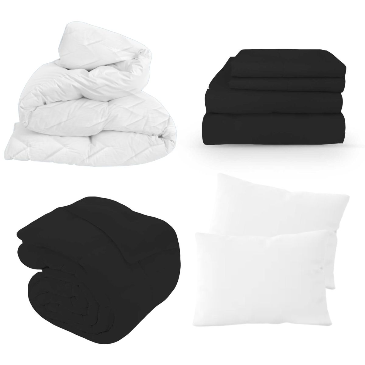 Foto 2 pulgar | Kit de Cama King Size Negro con Edredón, Sábanas y Almohadas