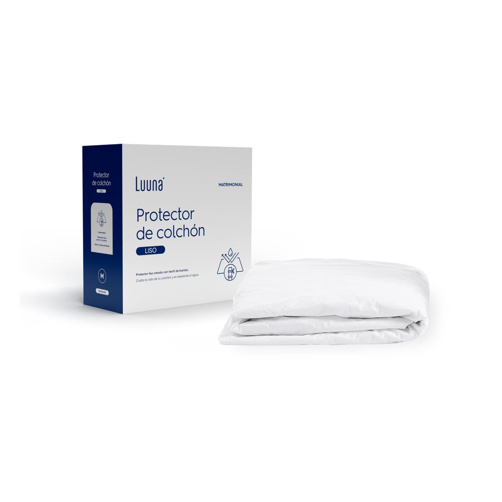 Protector de Colchón Luuna Liso Impermeable Queen Size Blanco