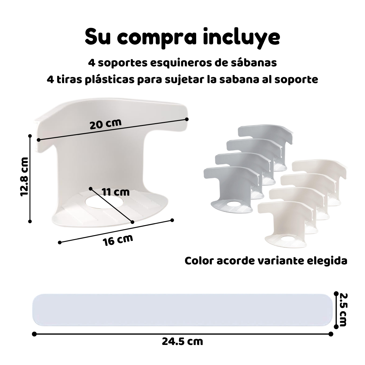Foto 3 pulgar | Soportes Para Sábanas Juego De 4 Pzas Antideslizantes (blanco)