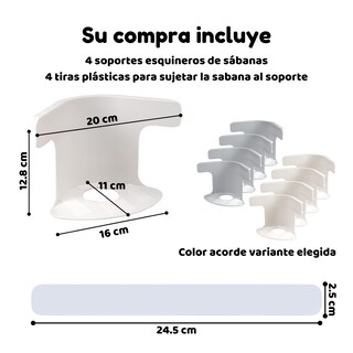 Foto 2 | Soportes Para Sábanas Juego De 4 Pzas Antideslizantes (blanco)