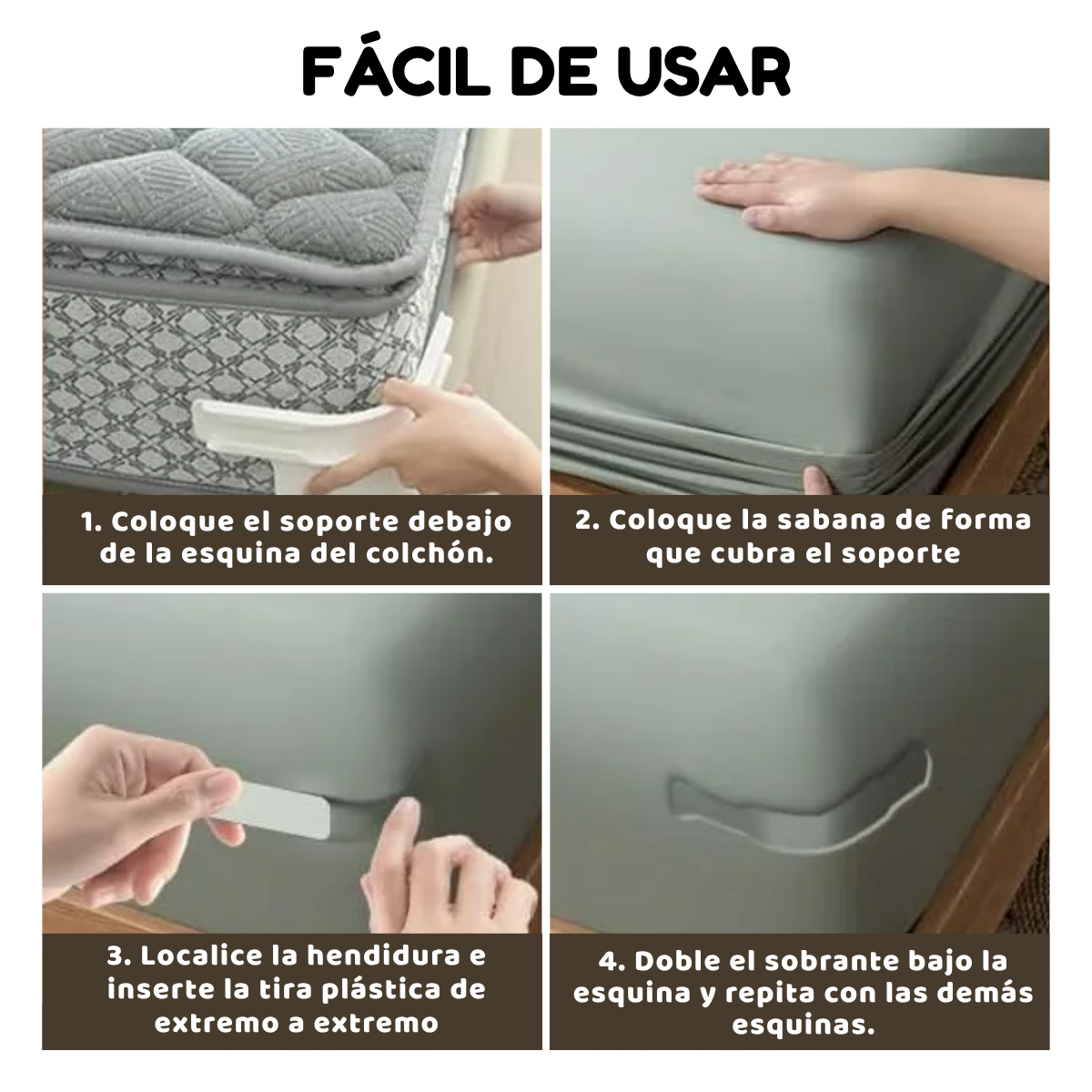 Foto 4 pulgar | Soportes Para Sábanas Juego De 4 Pzas Antideslizantes (blanco)
