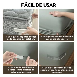 Foto 3 | Soportes Para Sábanas Juego De 4 Pzas Antideslizantes (blanco)