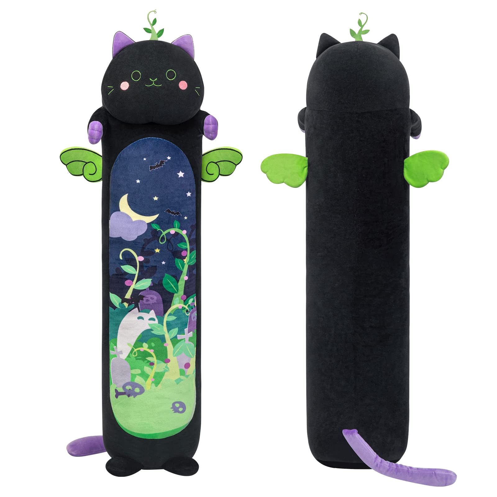 Venta Internacional - Almohada Corporal De Felpa Mewaii Long Cat Kawaii Negra De 50 Cm A 135 Cm