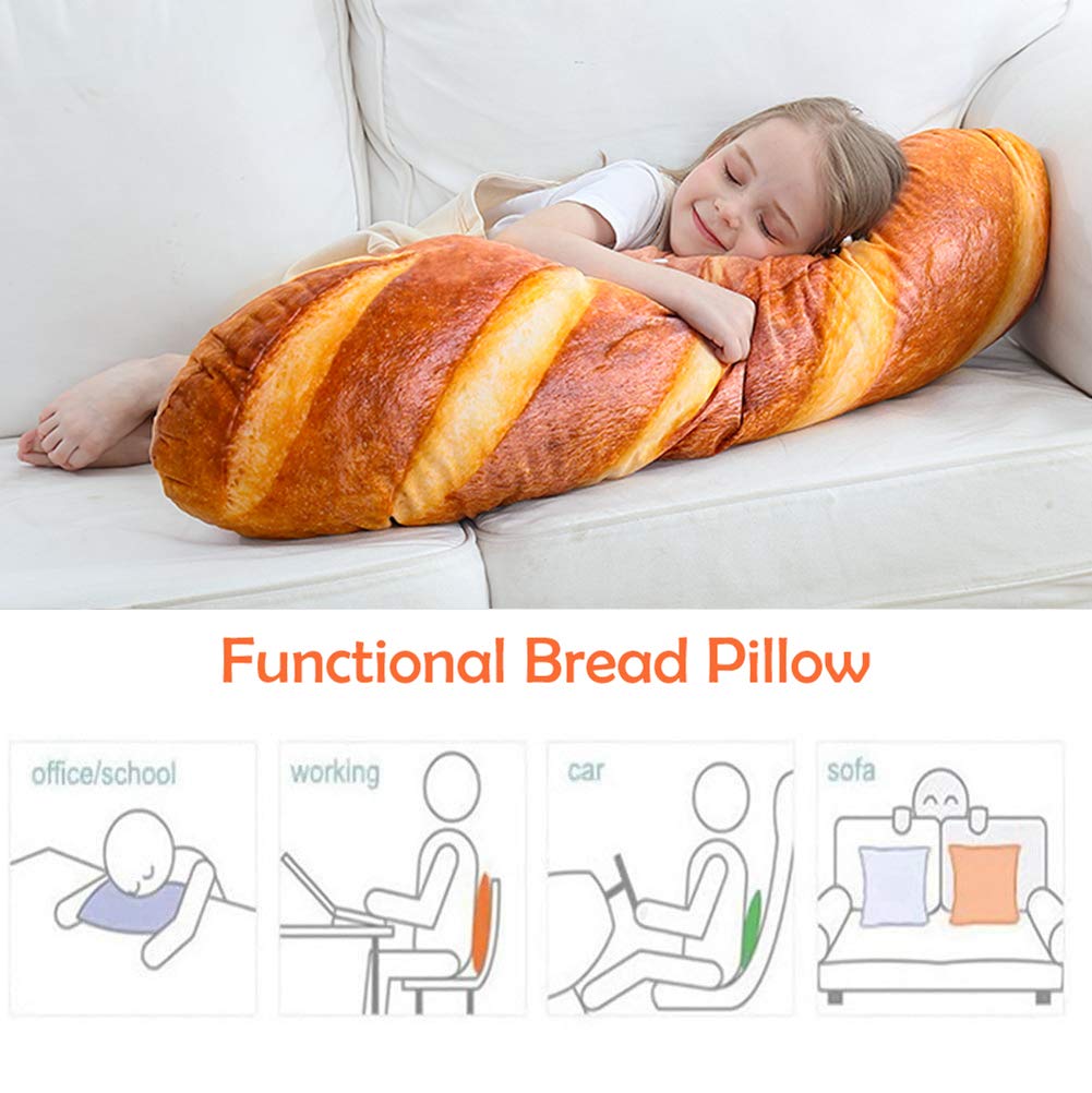 Foto 4 pulgar | Venta Internacional - Almohada Wepop Con Forma De Pan Con Simulación 3d De 80 Cm A 100 Cm, Color Marrón