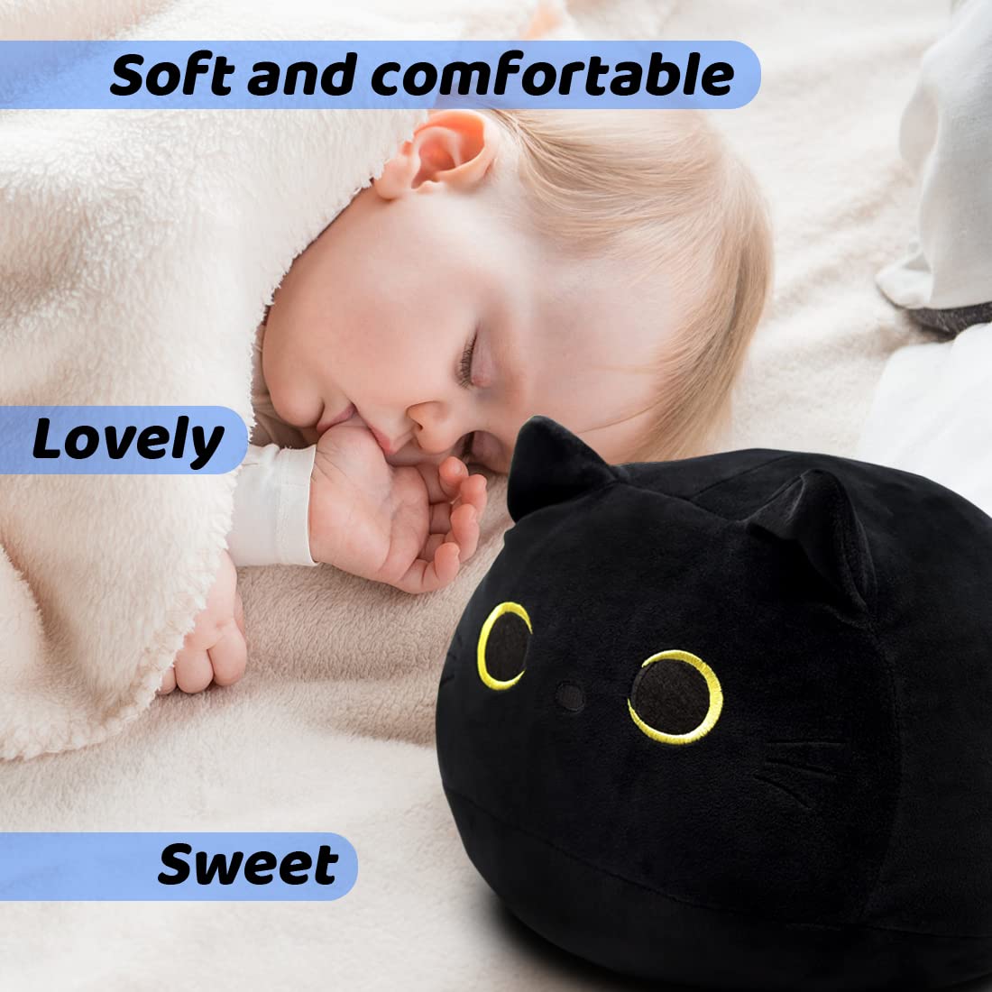 Foto 5 pulgar | Venta Internacional - Almohada De Peluche Bickly 8 Con Forma De Gato Negro Para Bebé