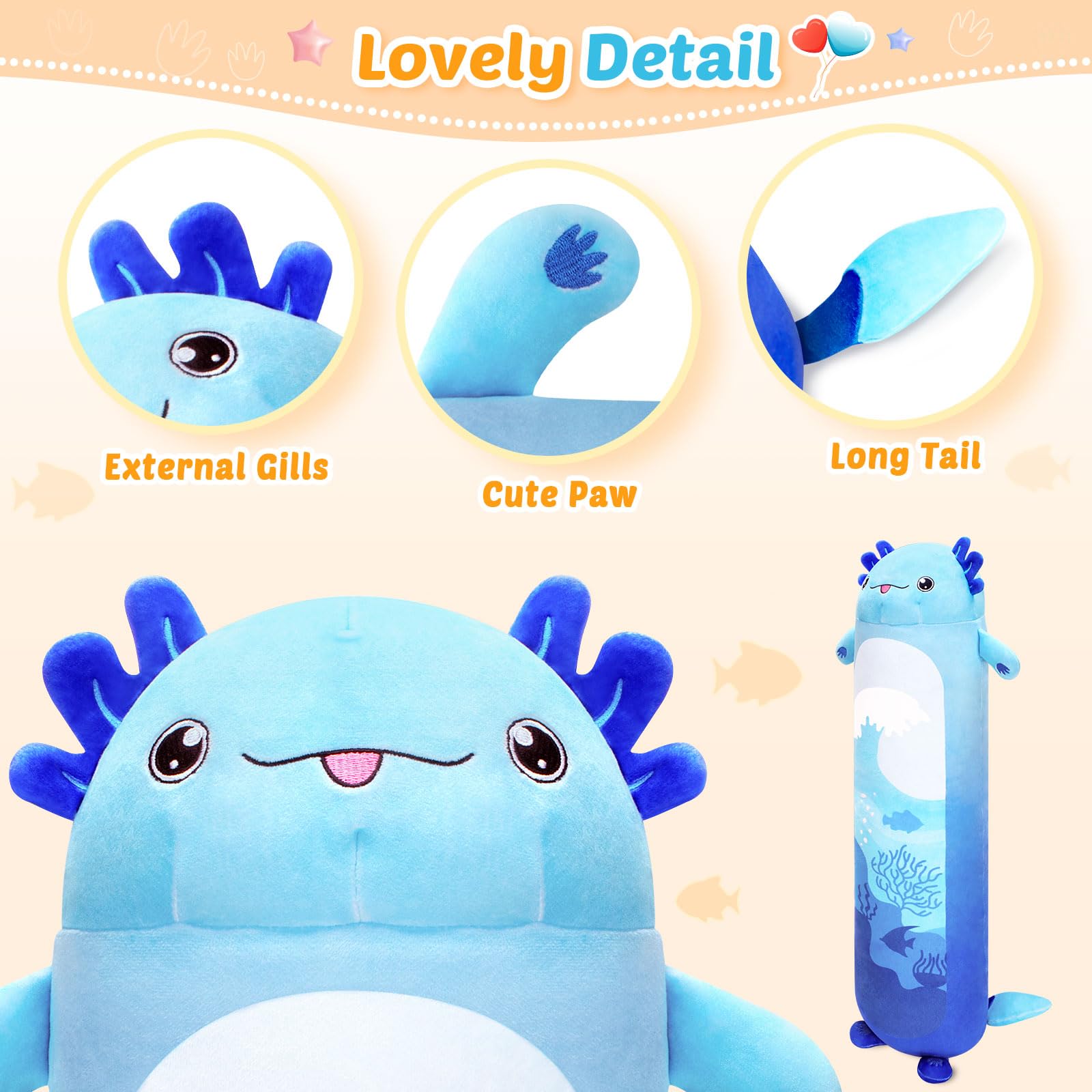 Foto 3 | Venta Internacional - Almohada De Peluche Kmuysl Axolotl De 70 Cm Para Niños, Color Azul