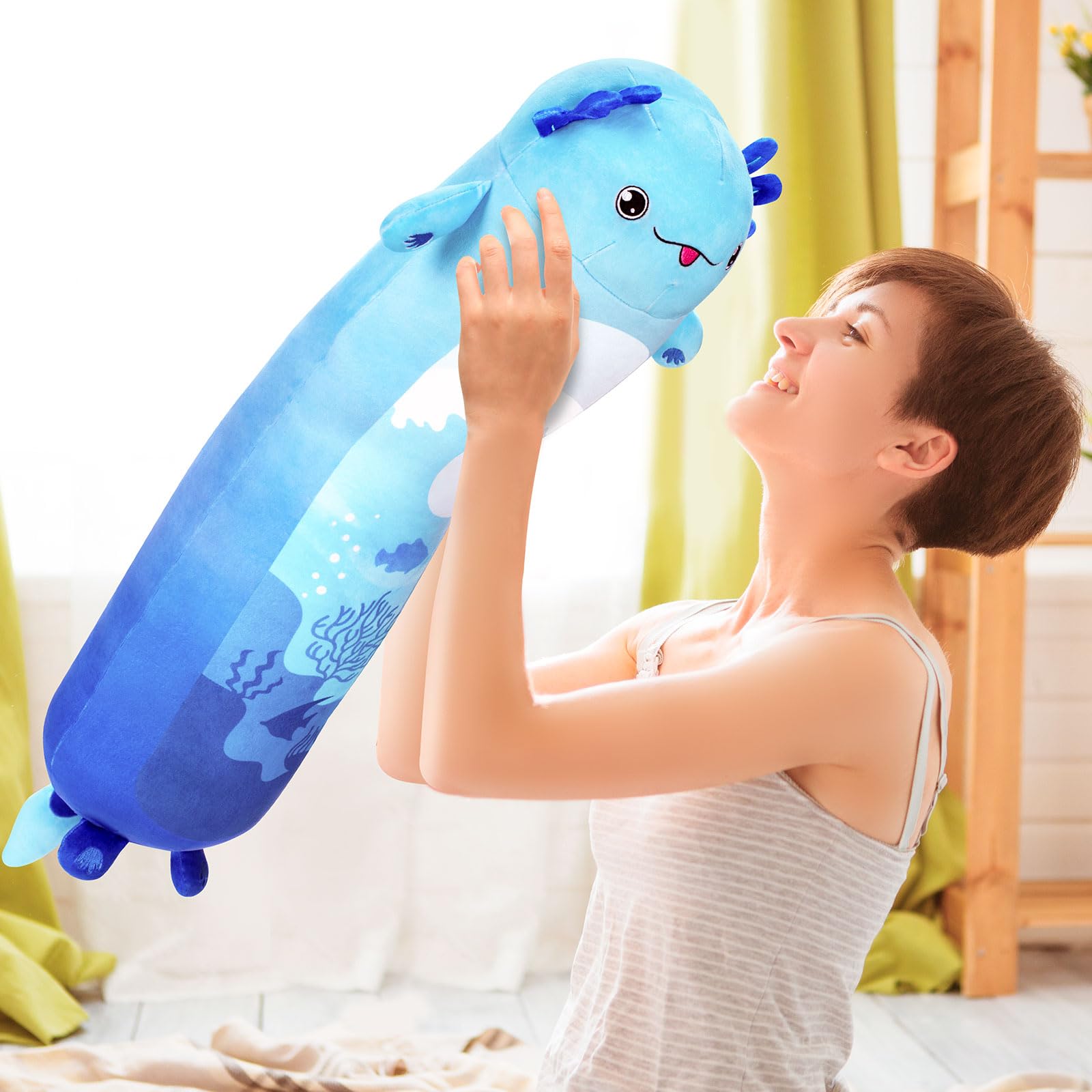 Foto 7 | Venta Internacional - Almohada De Peluche Kmuysl Axolotl De 70 Cm Para Niños, Color Azul