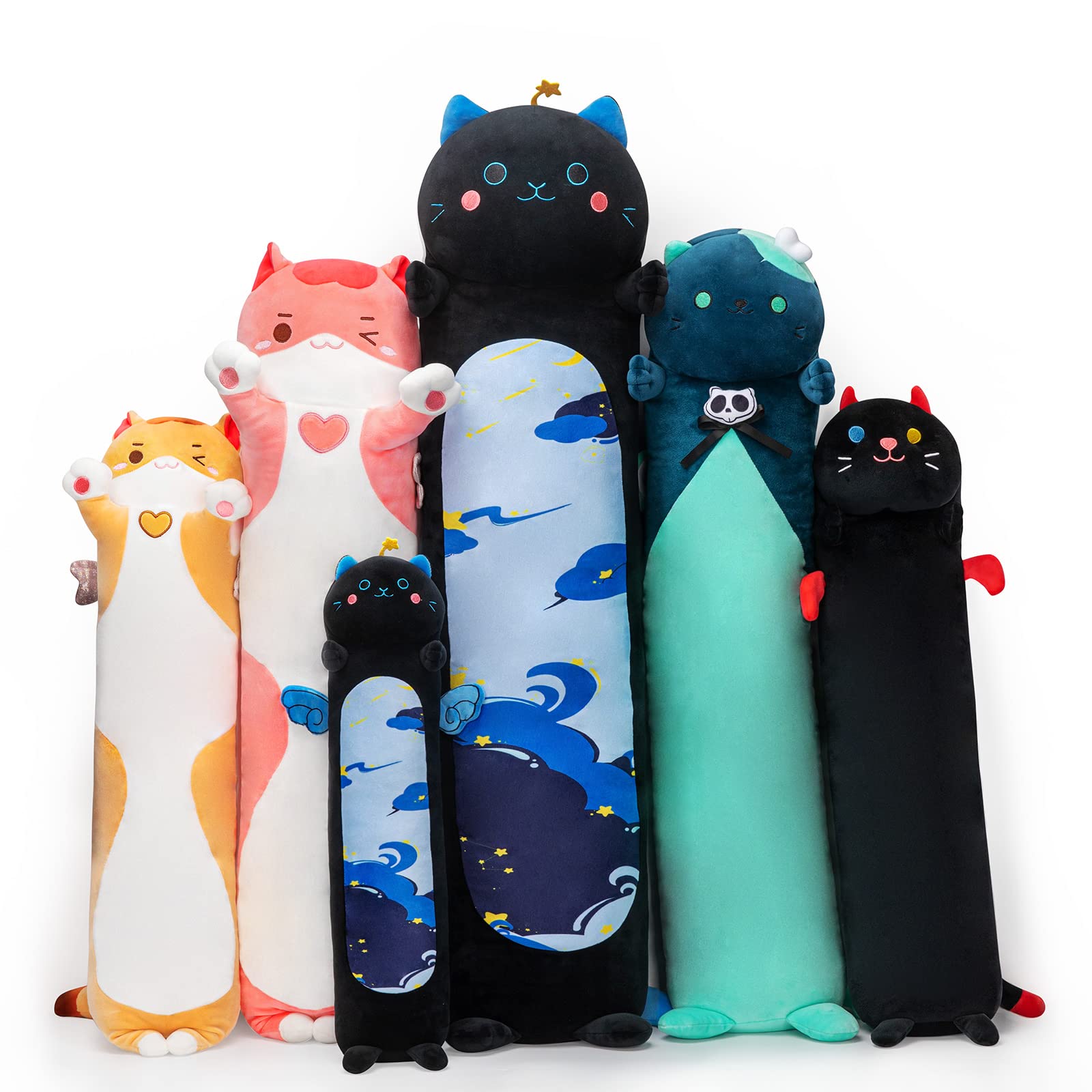 Venta Internacional - Almohada Corporal De Felpa Mewaii Long Cat Kawaii Negra 50 Cm/70 Cm/90 Cm