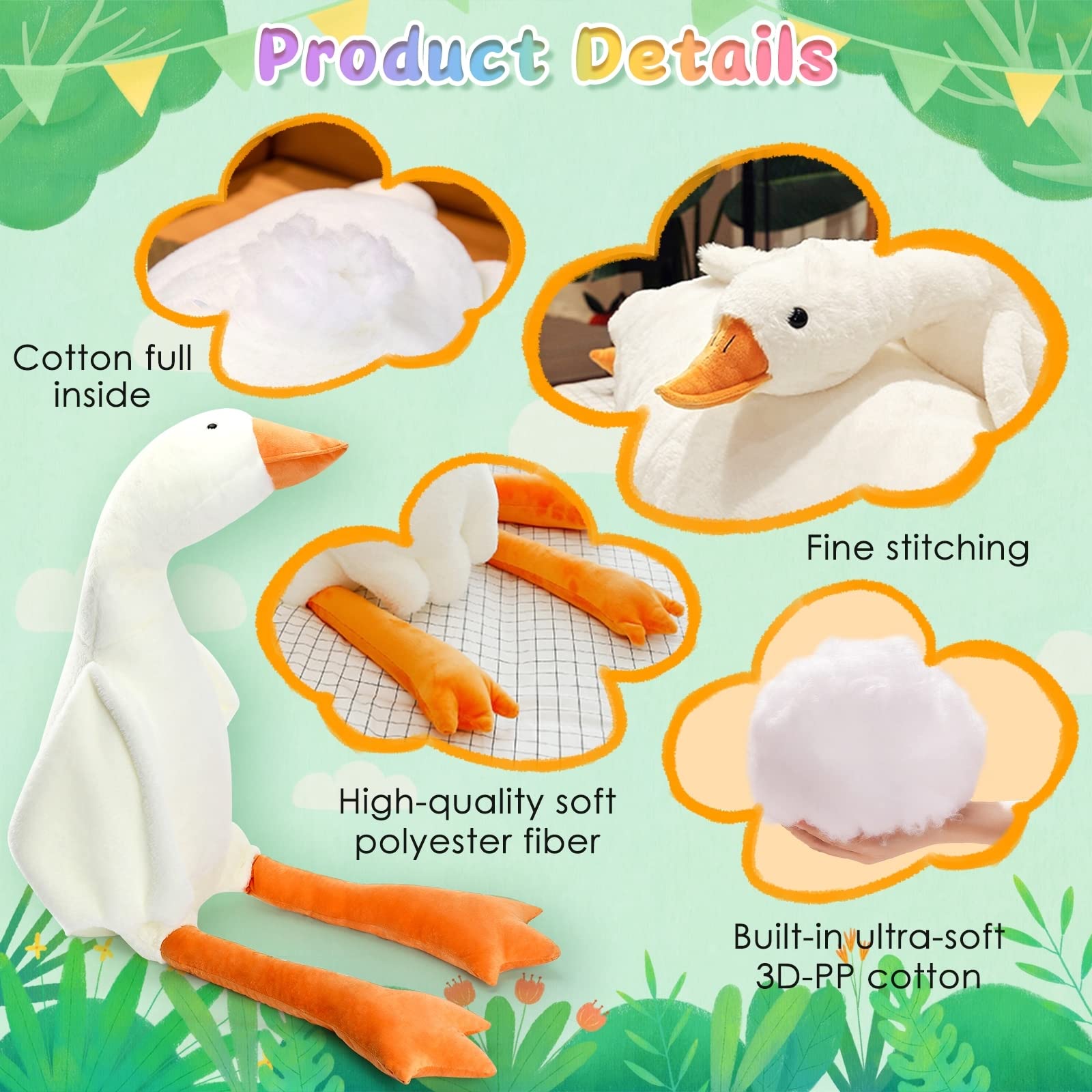 Foto 3 pulgar | Venta Internacional - Peluche Cottonstar Goose Con Forma De Animal De Peluche, 52 Cm, Para Niños, Color Blanco