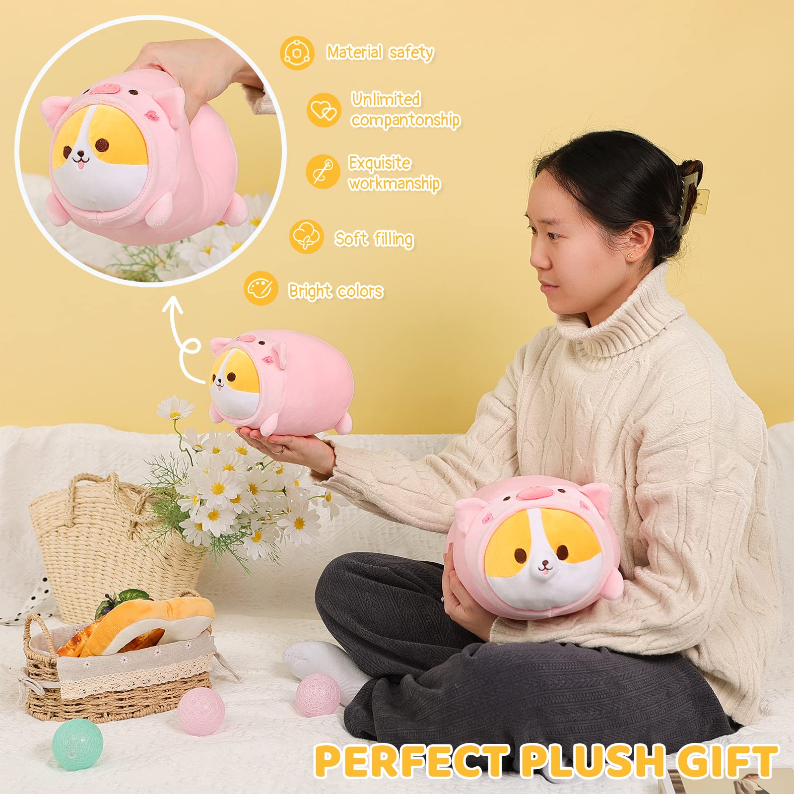 Foto 5 pulgar | Almohada De Felpa Aixini Cute Pig Corgi Piggy Shiba Inu 40 Cm - Venta Internacional.