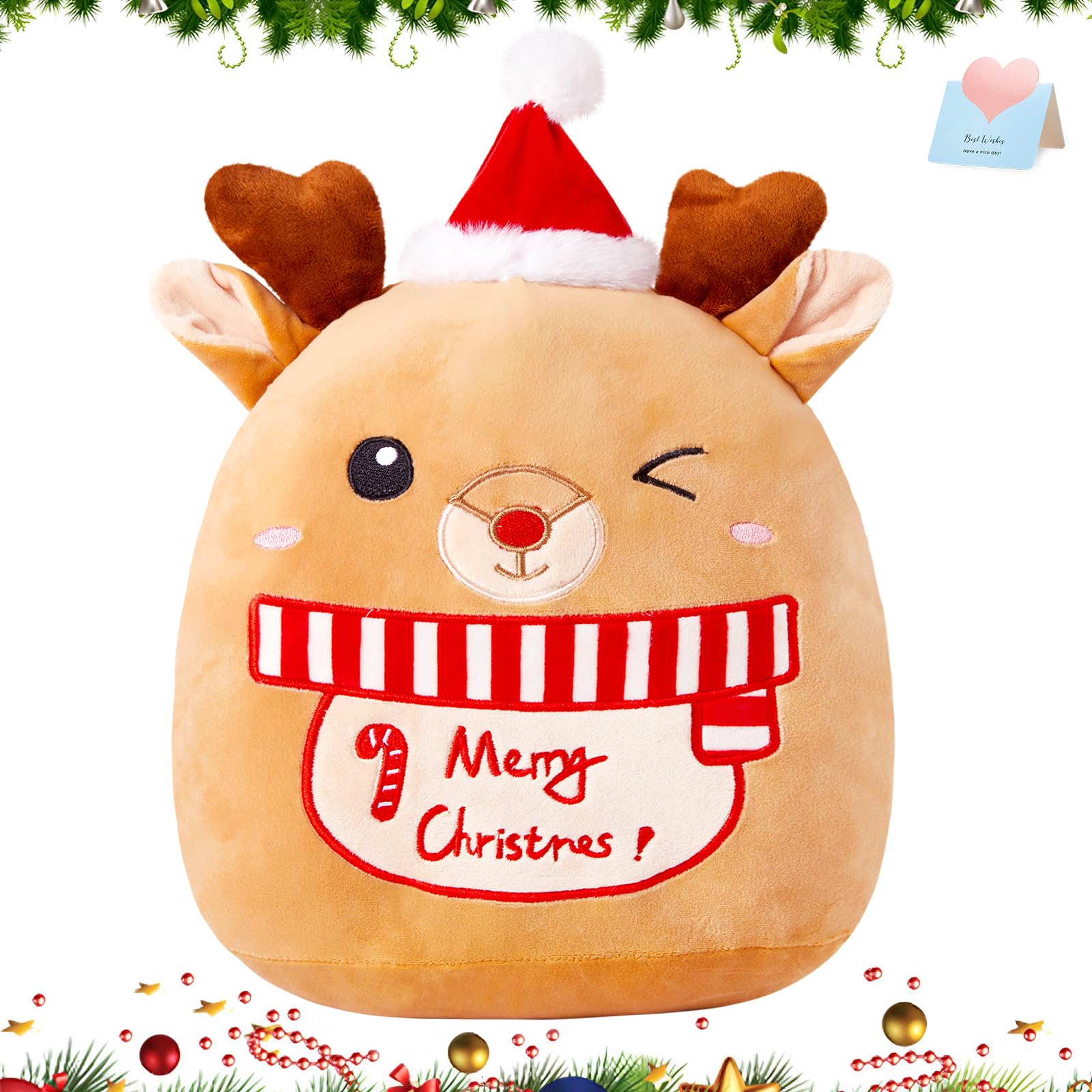 Foto 2 pulgar | Almohada De Felpa Athoinsu Christmas Elk Reindeer 35 Cm Para Niños - Venta Internacional.