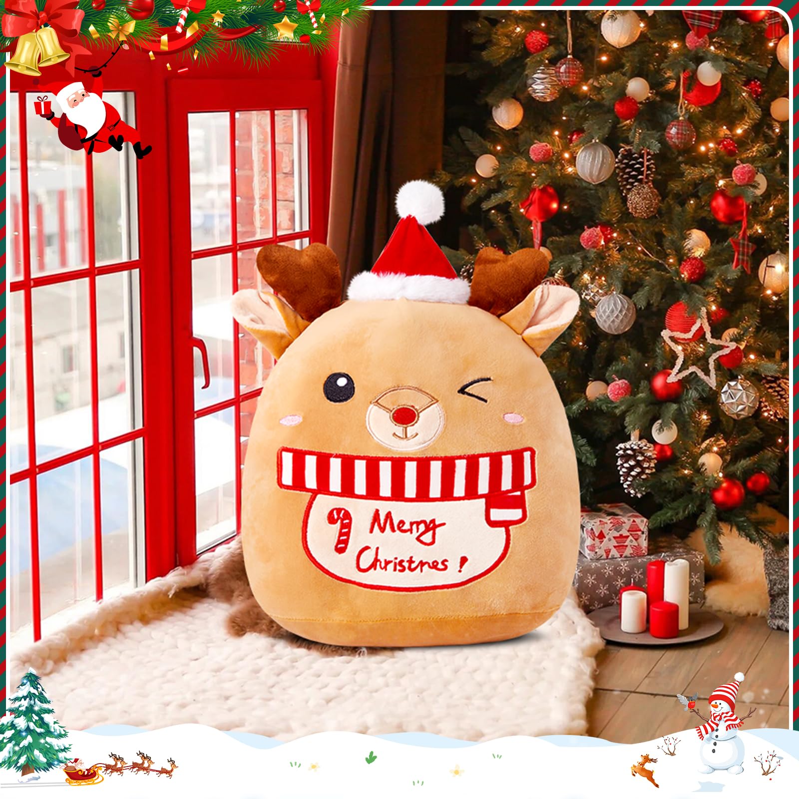 Foto 6 pulgar | Almohada De Felpa Athoinsu Christmas Elk Reindeer 35 Cm Para Niños - Venta Internacional.