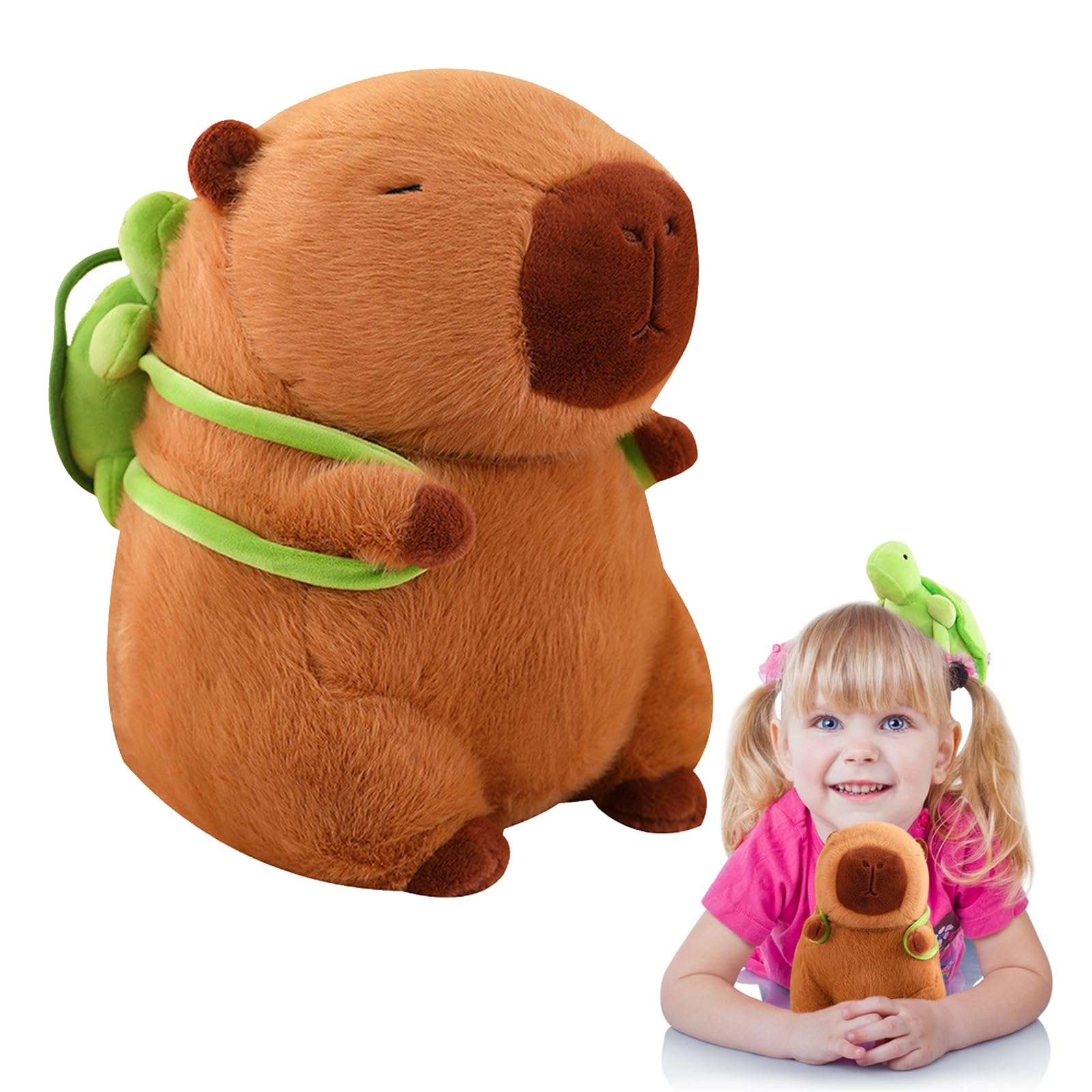 Peluche Emoin Capybara Con Bolsa De Tortuga, Cojín Relleno De 23 Cm - Venta Internacional.