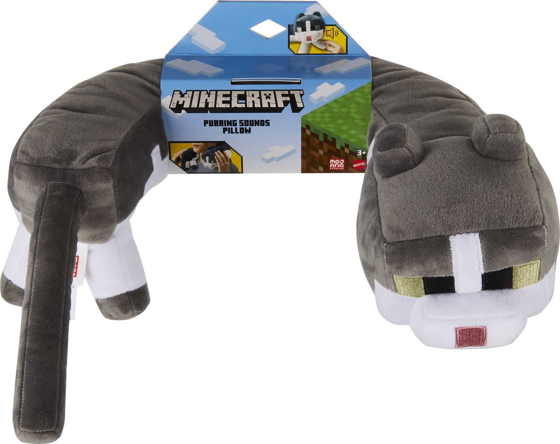 Foto 7 pulgar | Almohada Cervical Mattel Con Forma De Gato De Peluche Minecraft Con Ronroneo - Venta Internacional.