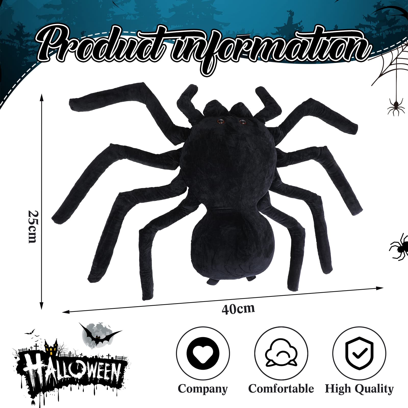 Foto 2 | Peluche Con Forma De Araña Hyden, Gigante, Realista, Negro, 40 Cm - Venta Internacional.