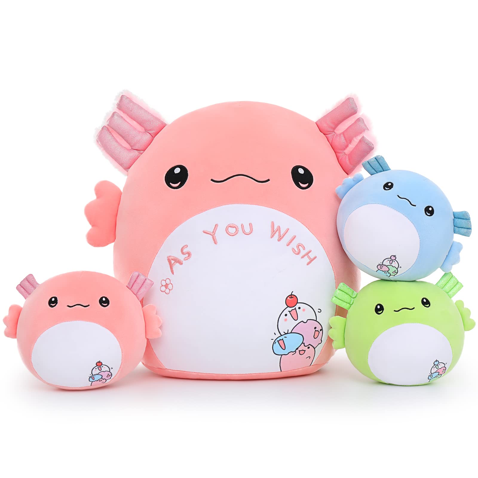 Almohada De Peluche Tezituor Axolotl De 16 Pulgadas Con 3 Axolotls Para Bebés - Venta Internacional. $422