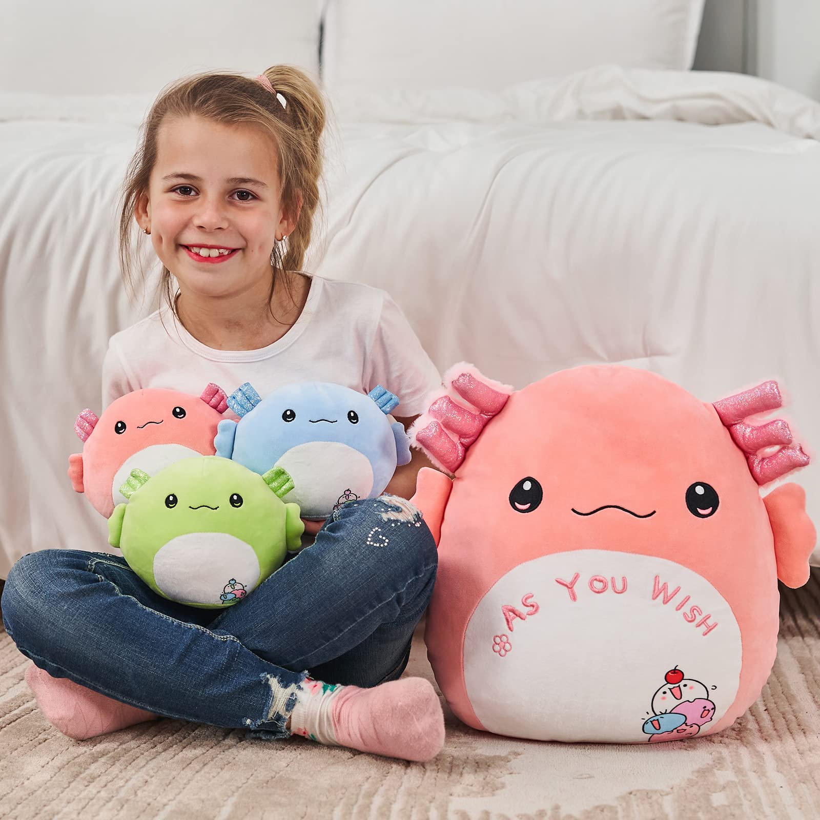 Foto 4 pulgar | Almohada De Peluche Tezituor Axolotl De 16 Pulgadas Con 3 Axolotls Para Bebés - Venta Internacional.