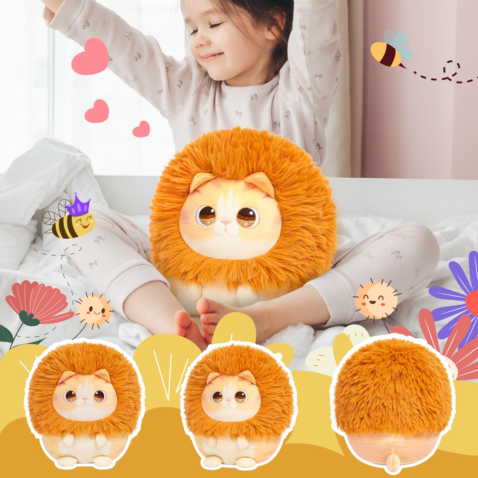 Foto 4 | Almohada De Peluche Mewaii Kawaii, Bonito Gato León, Regalo Para Niños, 20 Cm - Venta Internacional.