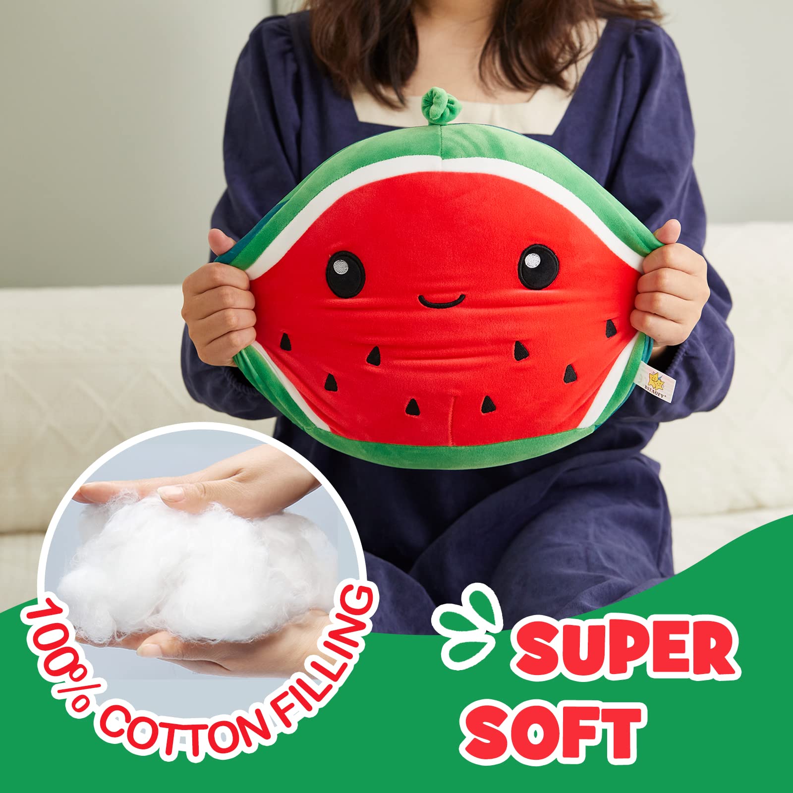 Foto 7 pulgar | Almohada De Felpa Bstaofy Con Bonita Fruta De Sandía, 30 Cm, Para Niños - Venta Internacional.