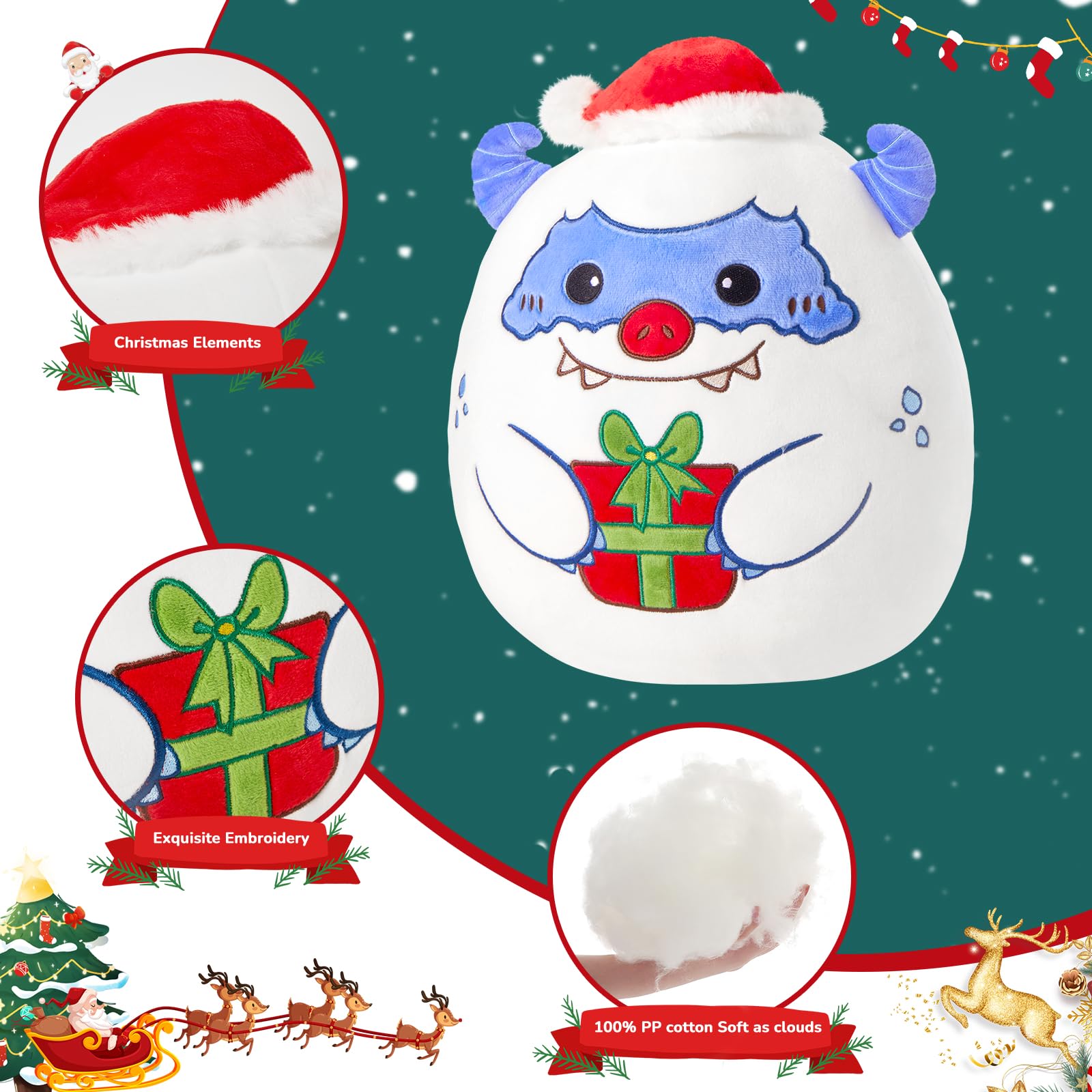 Foto 3 pulgar | Almohada De Peluche Houwsbaby Christmas Snowman Snow Monster - Venta Internacional.