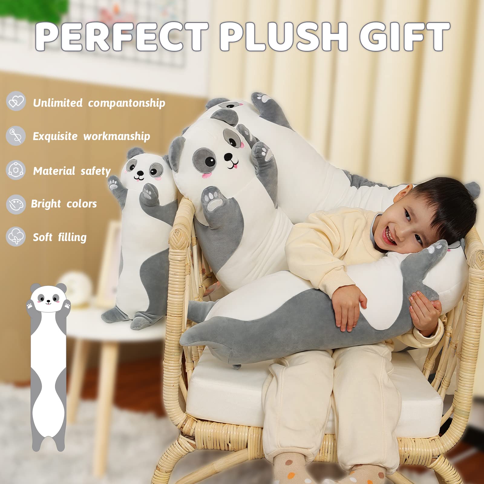 Foto 6 pulgar | Almohada De Peluche Aixini Long Panda Para Niños De 70 Cm - Venta Internacional.