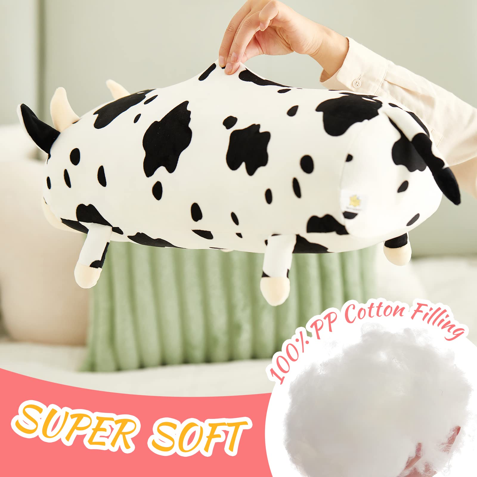 Foto 5 | Cojín De Peluche Bstaofy Con Bonito Animal De Peluche De Vaca, 48 Cm, Para Niños - Venta Internacional.