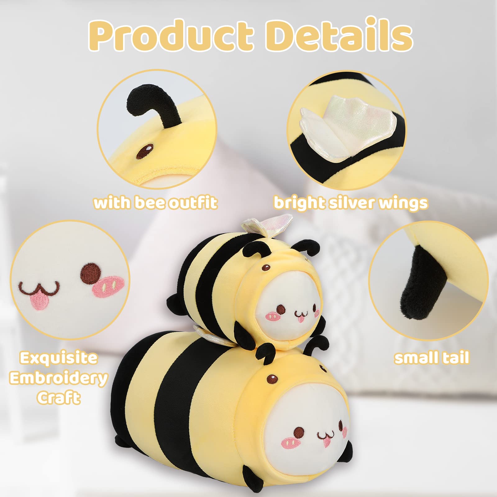 Foto 4 pulgar | Cojín De Peluche Aixini, Bonito Gato Y Abeja, 20 Cm, Juguete De Peluche Kawaii Para Niños - Venta Internacional.