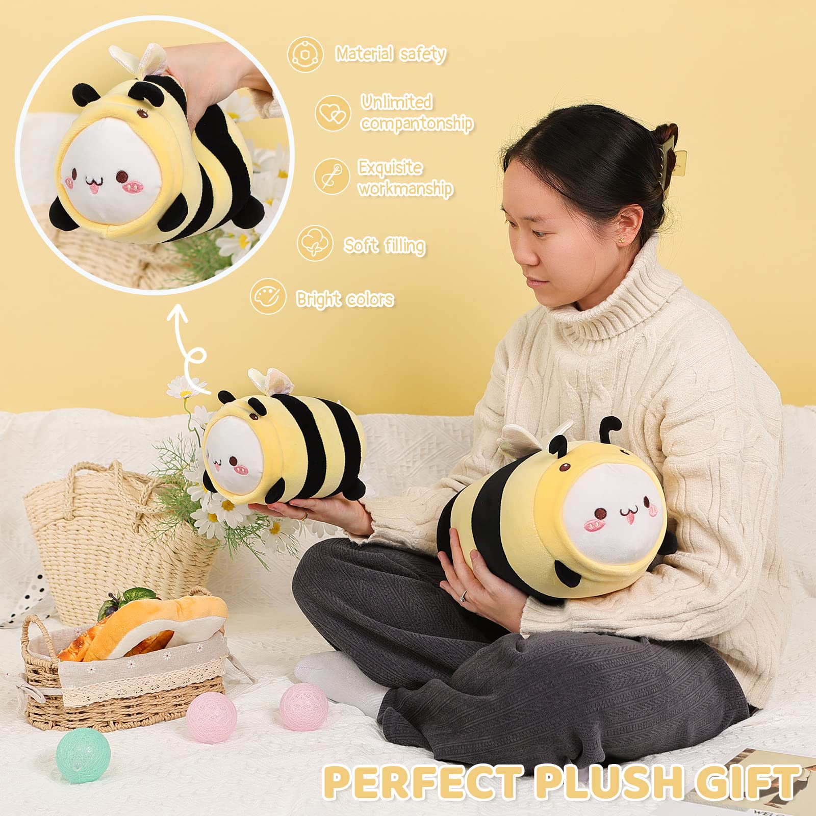 Foto 5 pulgar | Cojín De Peluche Aixini, Bonito Gato Y Abeja, 20 Cm, Juguete De Peluche Kawaii Para Niños - Venta Internacional.