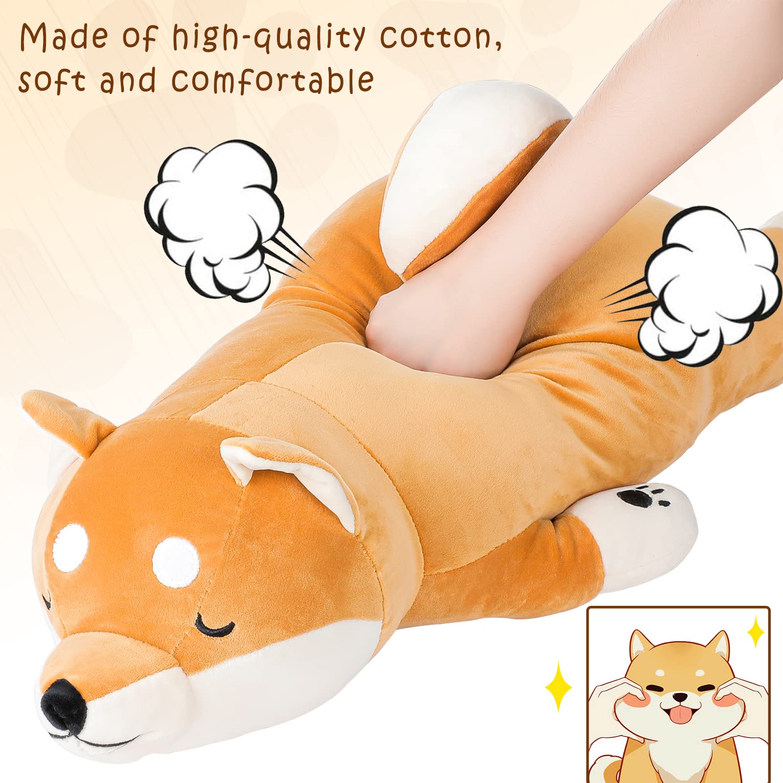 Foto 4 pulgar | Peluche Queekay Shiba Inu Dog De 70 Cm Con Almohada Y Algodón Pp - Venta Internacional.