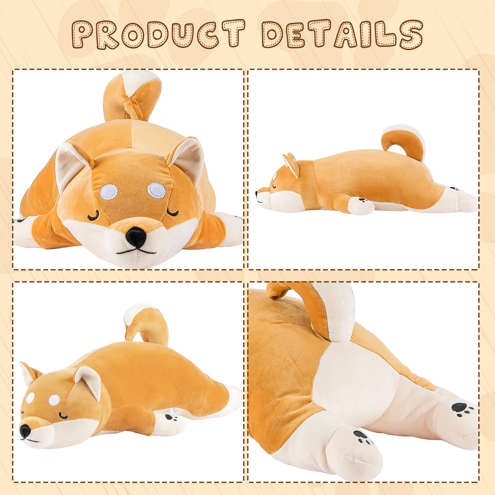 Foto 6 pulgar | Peluche Queekay Shiba Inu Dog De 70 Cm Con Almohada Y Algodón Pp - Venta Internacional.