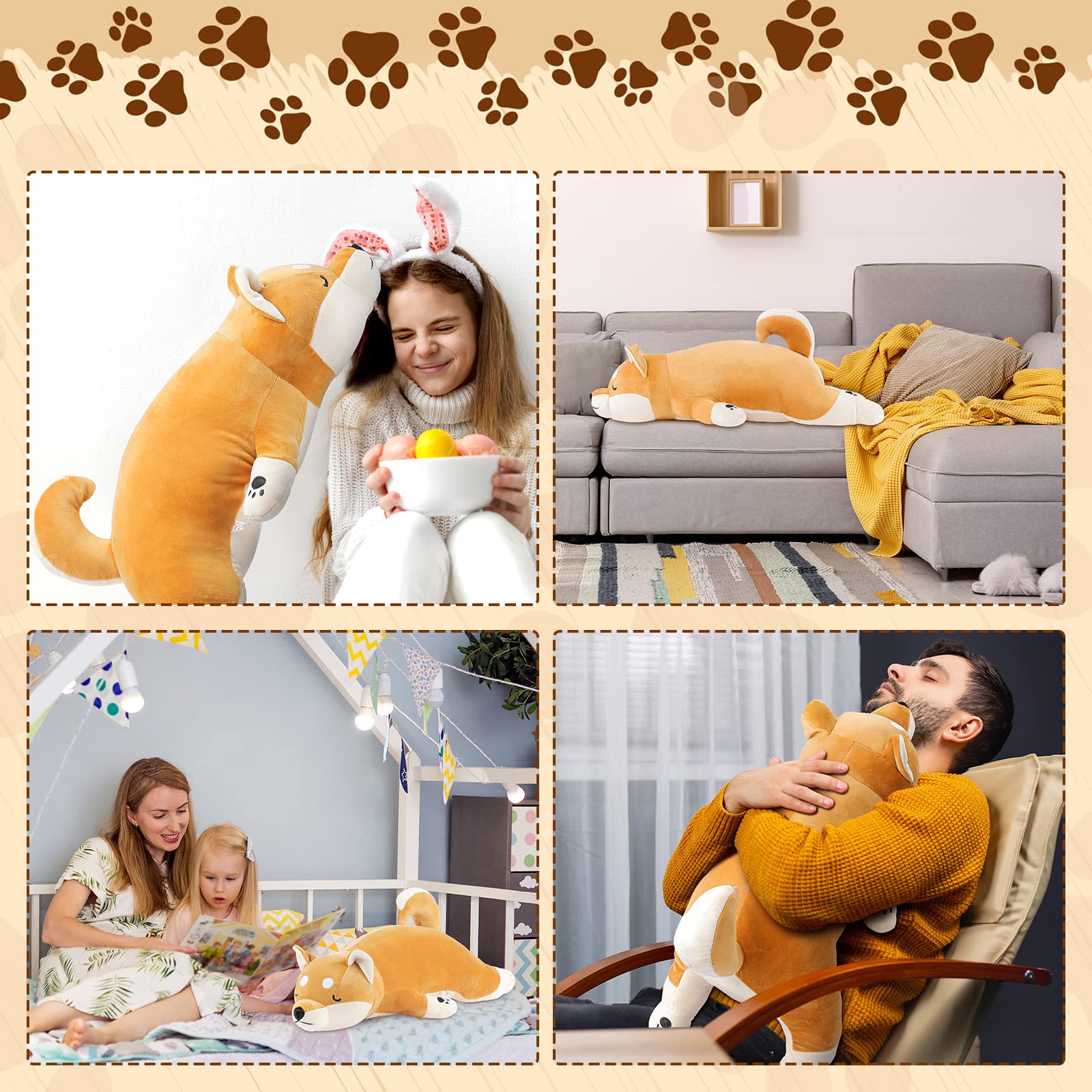 Foto 8 pulgar | Peluche Queekay Shiba Inu Dog De 70 Cm Con Almohada Y Algodón Pp - Venta Internacional.