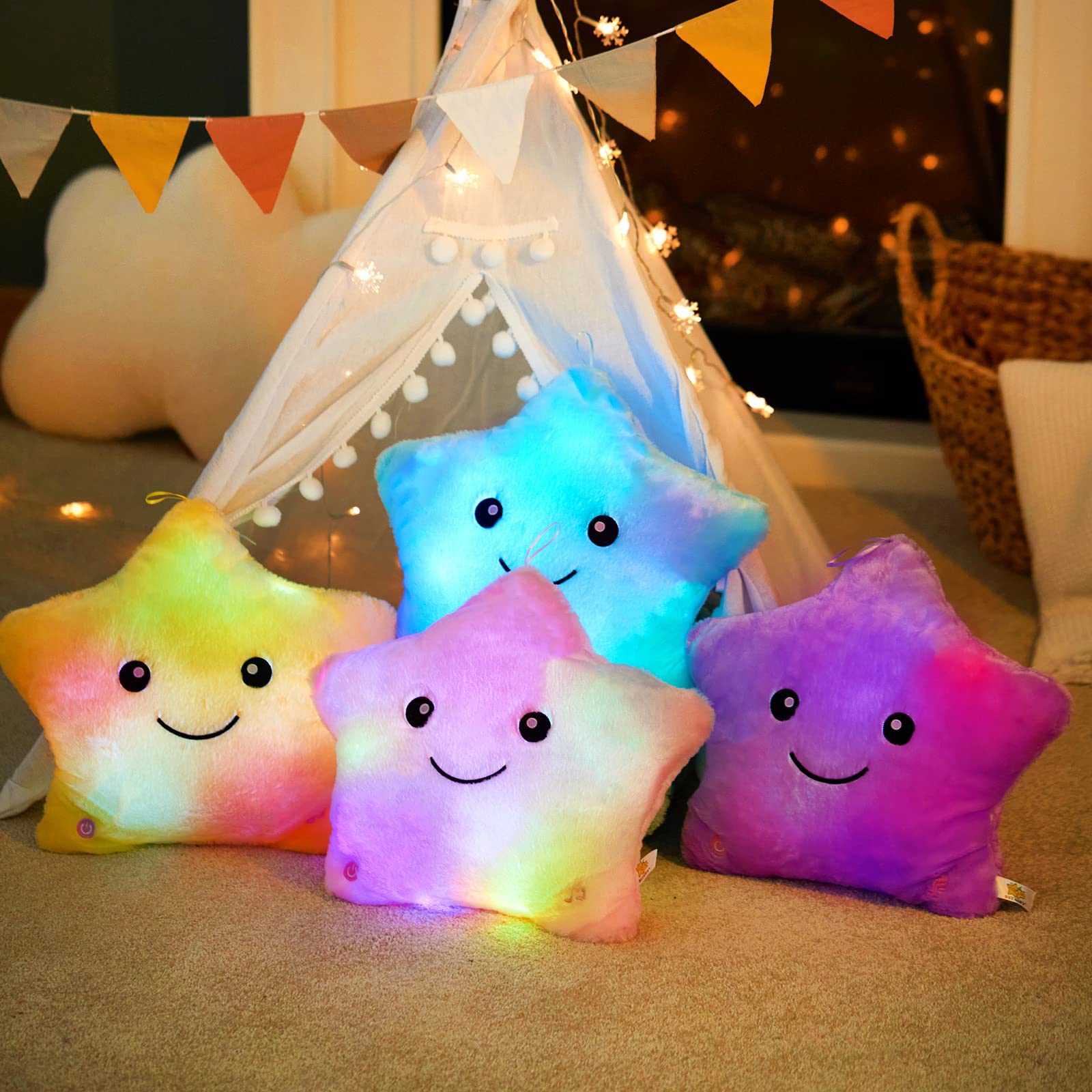 Foto 5 | Almohada Led De Felpa Wewill Twinkle Star Light Para Niños De 33 Cm - Venta Internacional.