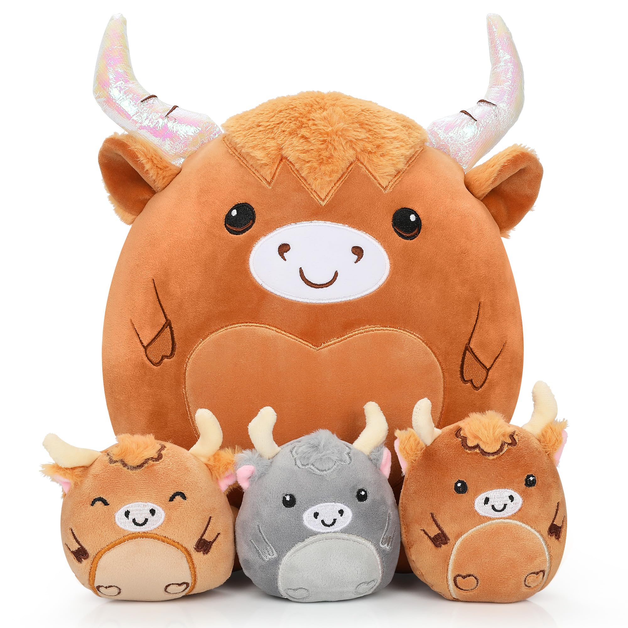 Almohada Plush Toys Con Forma De Vaca Y Mamá Con 3 Bebés, Peluche De 35 Cm - Venta Internacional.