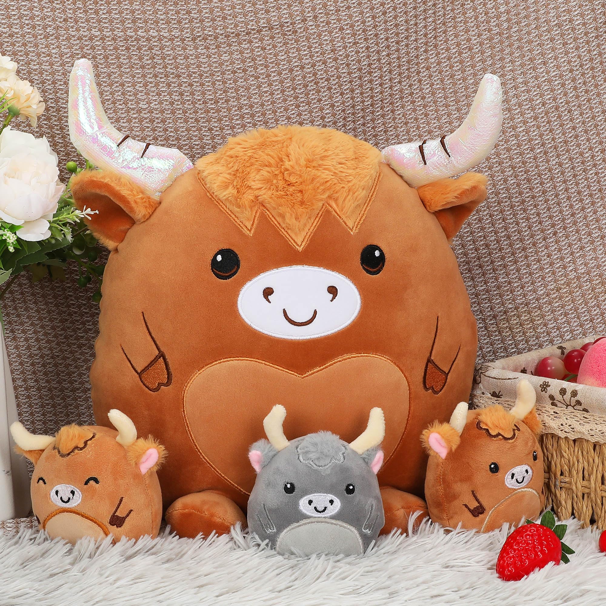 Foto 6 | Almohada Plush Toys Con Forma De Vaca Y Mamá Con 3 Bebés, Peluche De 35 Cm - Venta Internacional.