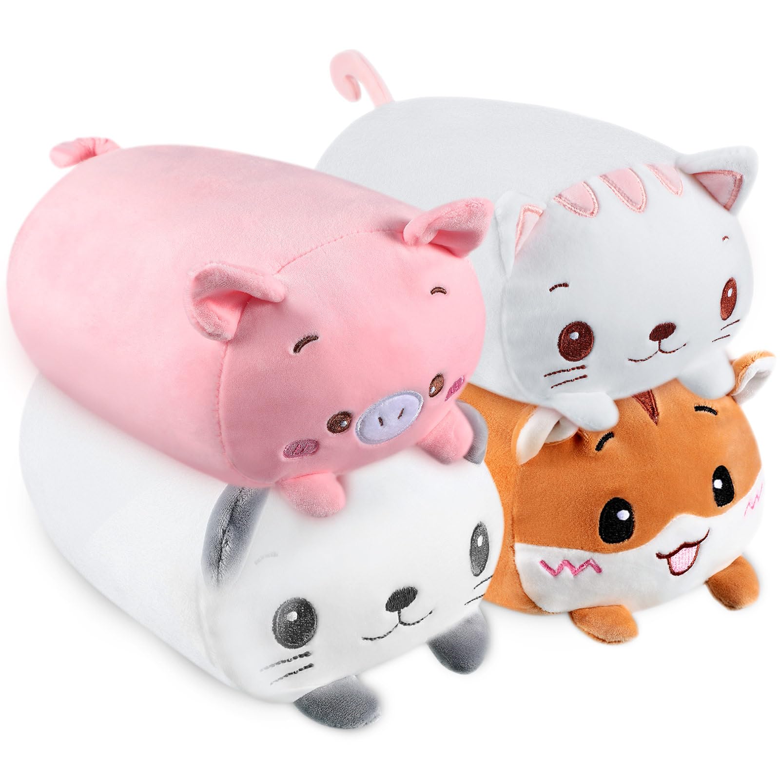 Juego De Juguetes De Peluche Skylety De 4 Piezas, Bonito Panda, Cerdo, Ardilla Y Gato - Venta Internacional.