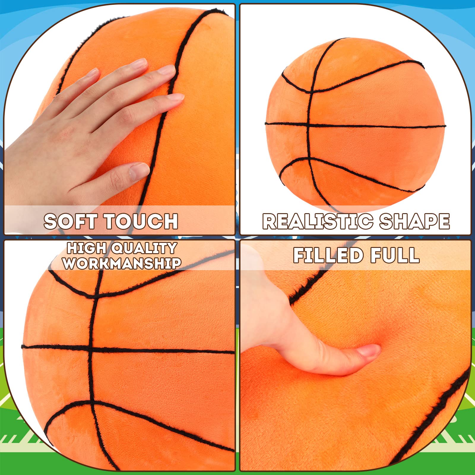 Foto 8 pulgar | Juego De Pelotas Deportivas De Peluche Sratte Con Comida Para Baloncesto Y Fútbol - Venta Internacional.