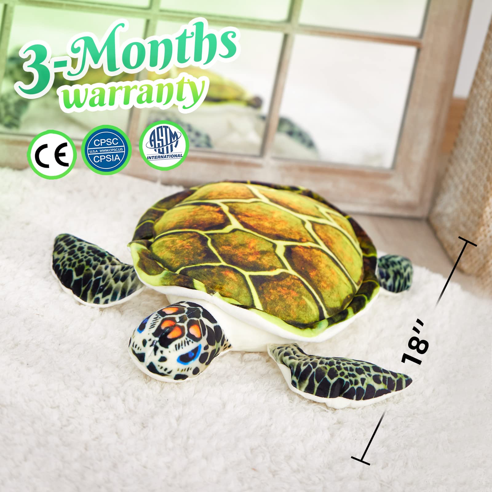 Foto 4 pulgar | Almohada De Peluche Con Forma De Tortuga Marina De Peluche, 45 Cm, Para Niños De 1 Año O Más - Venta Internacional.