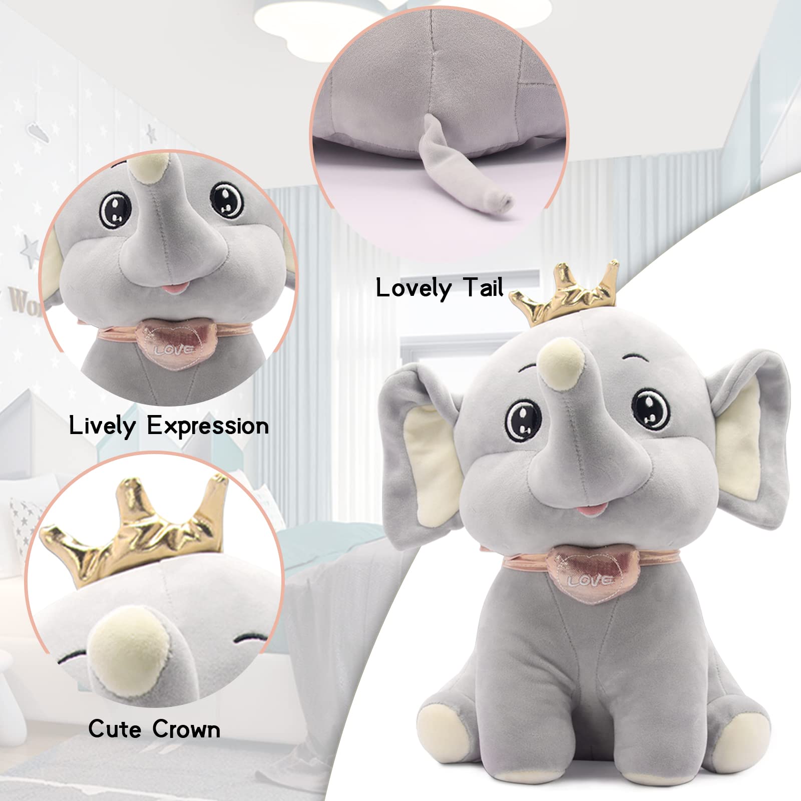 Foto 3 pulgar | Peluche Con Forma De Elefante, 35 Cm, Gris, Para Niños - Venta Internacional.