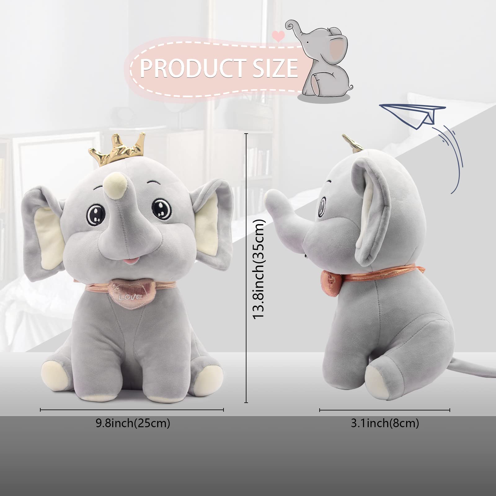 Foto 7 pulgar | Peluche Con Forma De Elefante, 35 Cm, Gris, Para Niños - Venta Internacional.