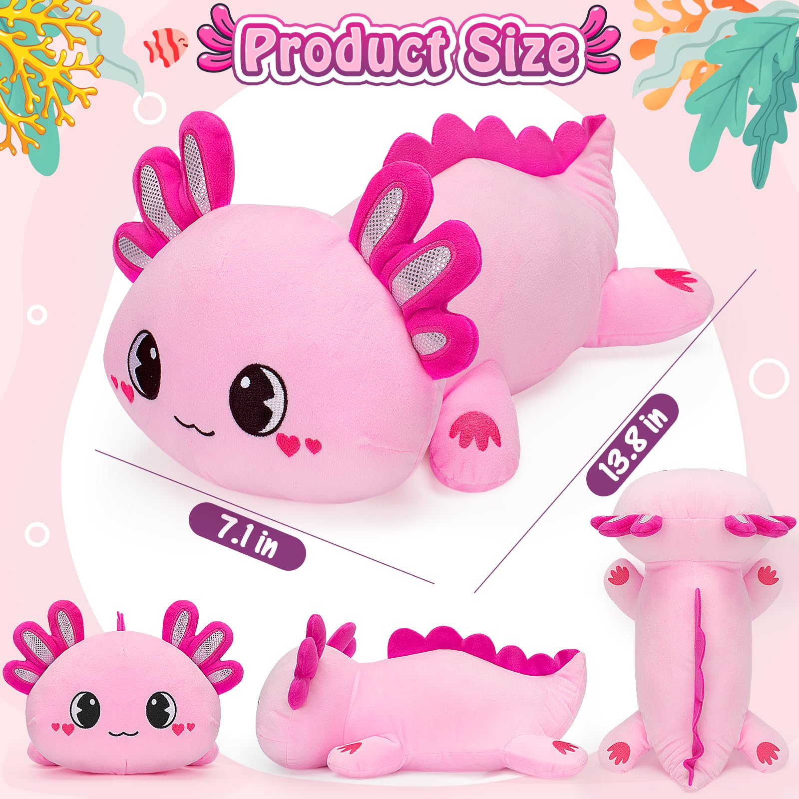 Foto 6 pulgar | Almohada De Peluche Officygnet Axolotl De 33 Cm, Suave, Con Forma De Animal De Peluche - Venta Internacional.