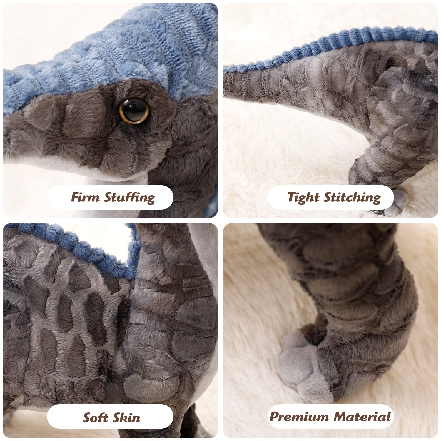 Foto 6 pulgar | Juguete De Peluche Con Dinosaurolophus, Dinosaurolophus, 16 Pulgadas, Auluda, Gris - Venta Internacional.